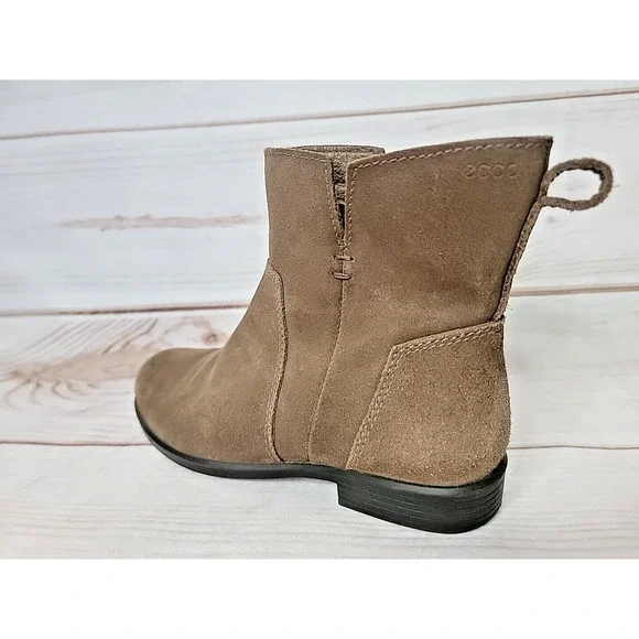 Ecco Womens US Size 7 Touch 15B Brown Suede Leather Slip On Ankle Boots Booties - Picture 12 of 16